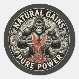 Adesivo Gorilla Gym Ganhos Naturais - Poder Puro 