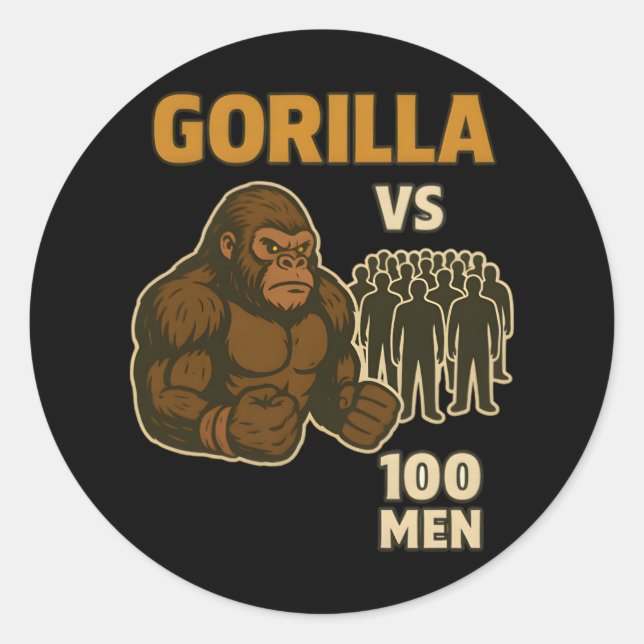 Adesivo Gorilla vs 100 men epic battle (Frente)