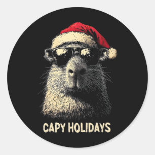 Adesivo Gorra Divertida de Natal Capivara Férias Crianças