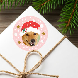 Adesivo Gorro de Papai Noel de Foto Personalizada Engraçad