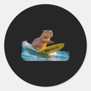 Adesivo Gorro de Surf Divertido Capivara Pôr do Sol Realis