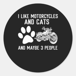 Adesivo Gosto De Motociclos E Gatos De Arte Engraçada