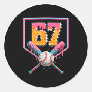 Adesivo Gotejamento de Beisebol Número 67 Diversão Seis Se