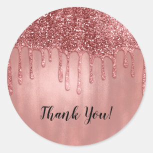 Adesivo Gotejando em Brilho Dourado Rosa Gotas Rosadas Bon