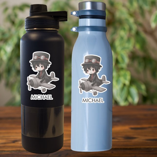 Adesivo Gothic Boy Pilot flies Airplane Personalized Anime (Criador carregado)