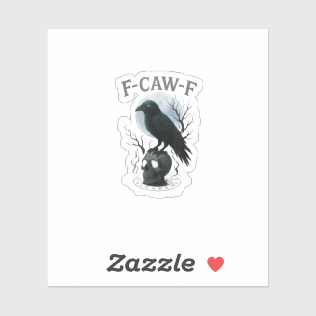 Adesivo Gothic Crow F Caw F Raven Skull Halloween Graphic  (Folha)