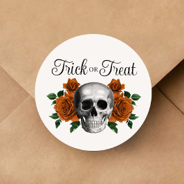 Adesivo Gothic Floral Skull Trick Or Treat Halloween
