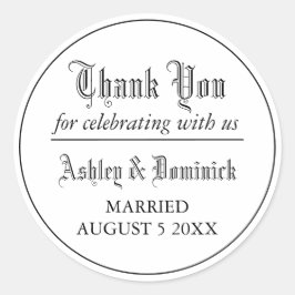 Adesivo Gothic, Obrigado, Favor de Casamento
