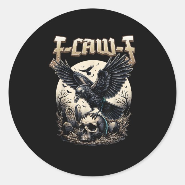 Adesivo Gothic Skull F Caw F Crow Humor Graphic (Frente)