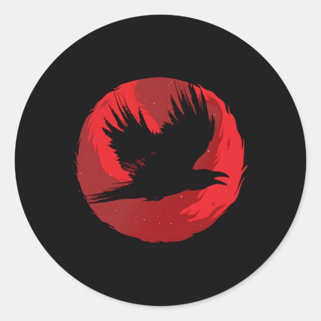 Adesivo Gótica Raven Red Moon Black Crow (Frente)