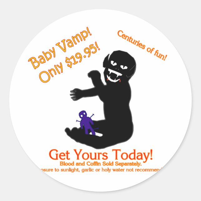 Adesivo Gótico Baby Vampire Voodoo Doll Halloween Humor (Frente)