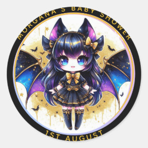 Adesivo Gótico Bebê Chá Bat Vampiro Obrigado