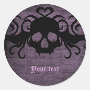 Adesivo Gótico bonito roxo escuro fanged do crânio do