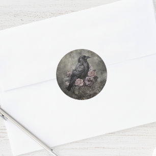 Adesivo Gótico Corvo Academia Sombria Floral