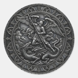 Adesivo Gótico Cristão Arcanjo São Miguel Metal Cinza