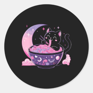 Adesivo Gótico de Pastel Aestético Kawaii Cat Comendo Rame