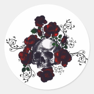 Adesivo Gótico do Estilo de Tatuagem de Caveira e Rosas