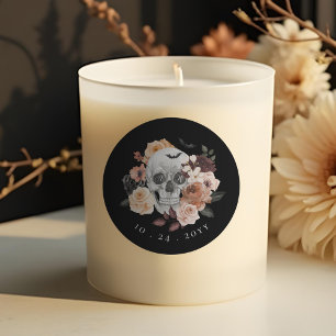 Adesivo Gótico Floral Aquarela Casamento outono Crânio Mon