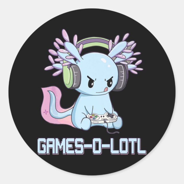 Adesivo Gótico Gamesolotl Axolotl Video Gamer Kawaii Paste (Frente)