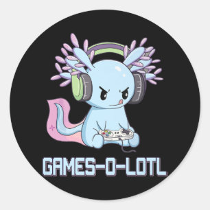 Adesivo Gótico Gamesolotl Axolotl Video Gamer Kawaii Paste