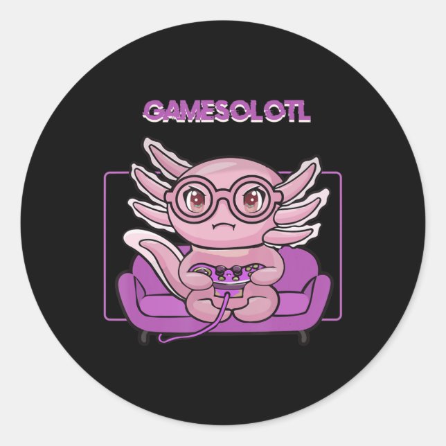 Adesivo Gótico Gamesolotl Axolotl Video Gamer Kawaii Paste (Frente)