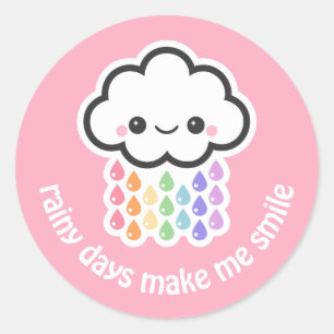 Adesivo Gótico Kawaii - Nuvem Chuva Arco-Íris