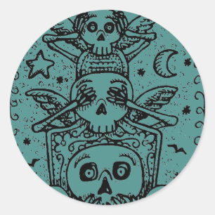 ADESIVO GÓTICO NÃO VEJA MAU, CEMETERON SKELETON STICKERS