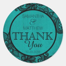 Adesivo Gótico Negra Teal Moderno Obrigado Rótulo