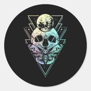 Adesivo Gótico Pastel Moon Skull Gótica Crescente Wicca 