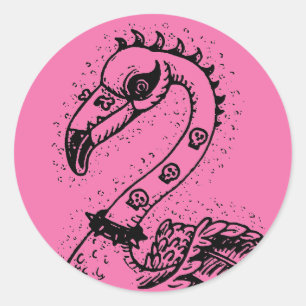 ADESIVO GÓTICO PUNK ROCKER FLAMINGO, HÁBULAS, CABELO ESPIR