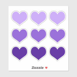 Adesivo Gótico Roxo Lilac Indigo Love Hearts Conjunto de 9