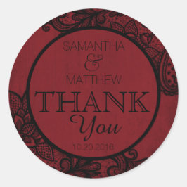 Adesivo Gótico Vermelho Negra  Moderno Obrigado Rótulo