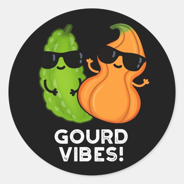 Adesivo Gourd Vibes Funny Veggie Pun Dark BG (Frente)