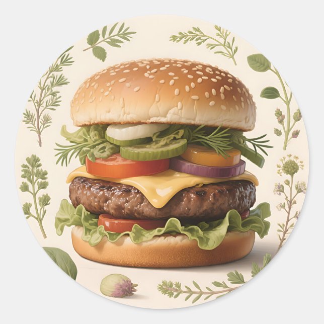 Adesivo Gourmet Cheeseburger Illustration (Frente)