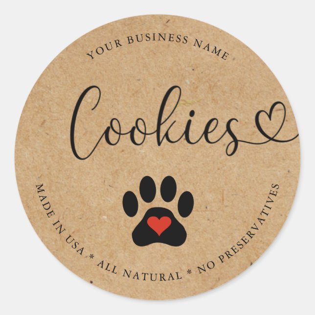 Adesivo Gourmet Rustic Dog Cookies Naturais (Frente)