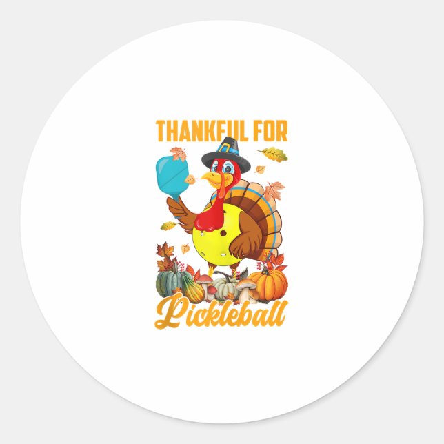 Adesivo Graças Ao Pickleball Turkey Fall Vibes Feliz (Frente)