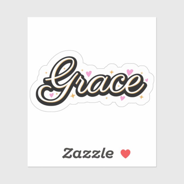 Adesivo Grace name fofo design (Folha)