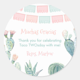 Adesivo Gracias Pastel Cactus Mexicano Fiesta Obrigado