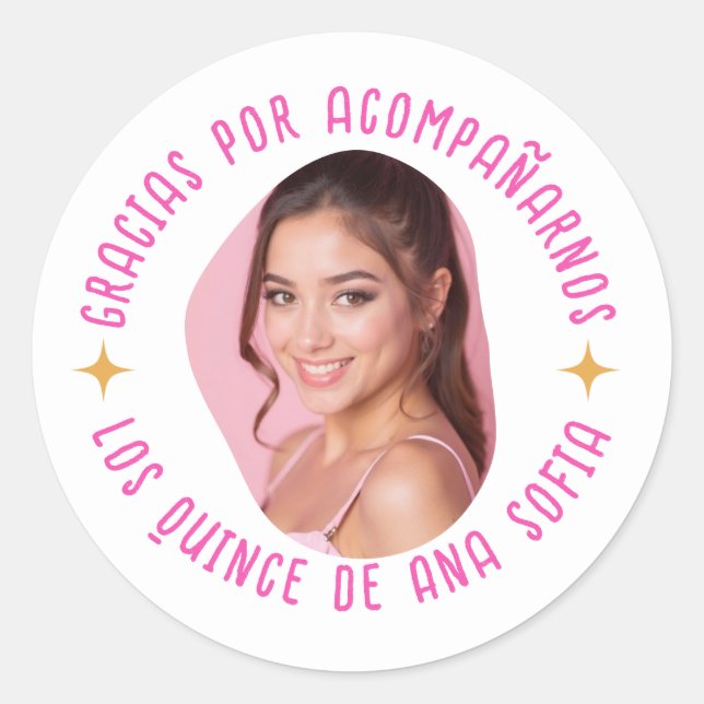 Adesivo Gracias por acompañarnos 15 quinceañera con foto (Frente)