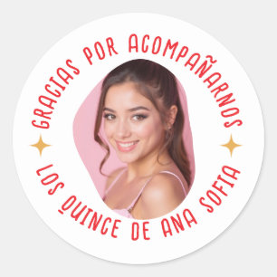 Adesivo Gracias por acompañarnos 15 quinceañera con foto