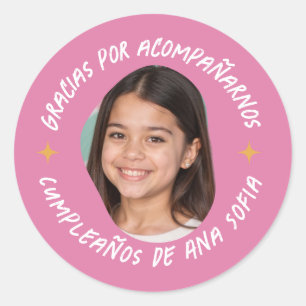 Adesivo Gracias por acompañarnos cumpleaños con foto