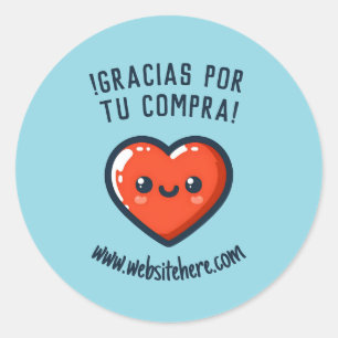 Adesivo Gracias Por Tu Compra Corazón Kawaii