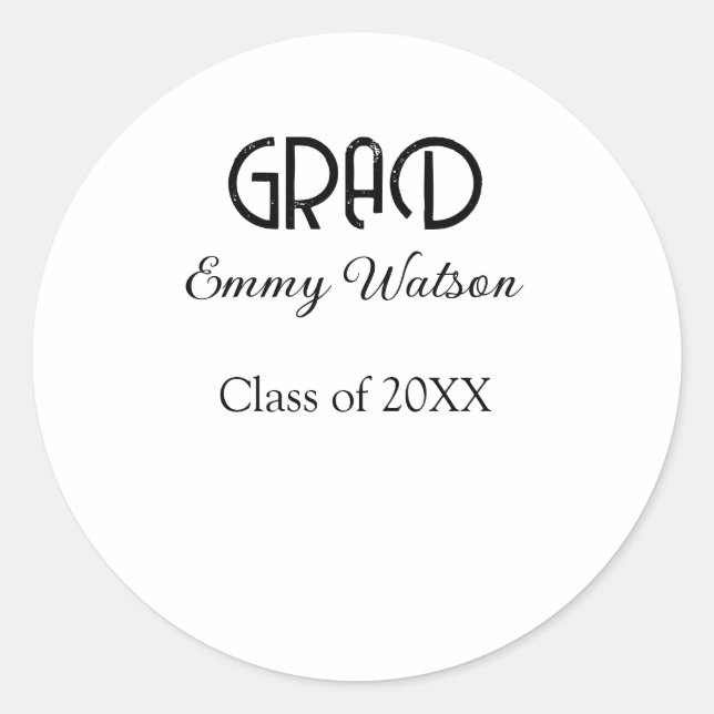 Adesivo Grad bold letter graduation name class of 20XX sim (Frente)