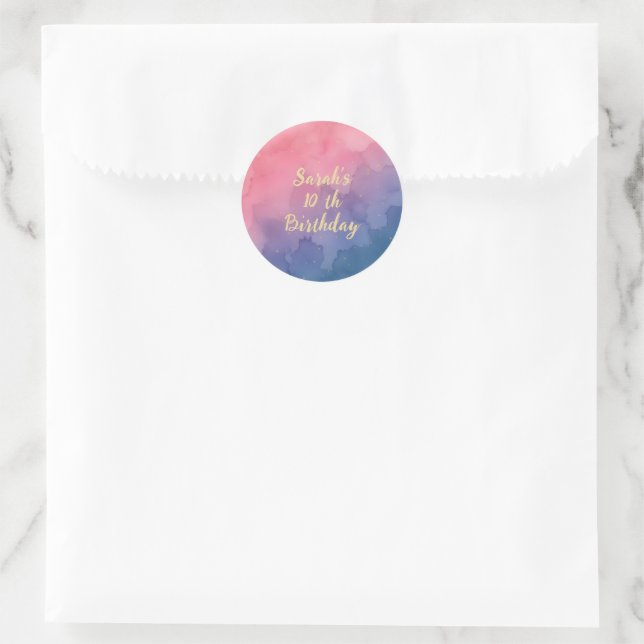 Adesivo  gradient party watercolor pink Custom Birthday  (Bolsa)