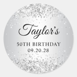 Adesivo Gradiente 50.º Aniversário de Prata da Glittery