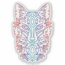 Adesivo Gradiente artístico de cores rosto de lobo