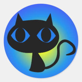 Adesivo Gradiente Azul Gatinho Preto