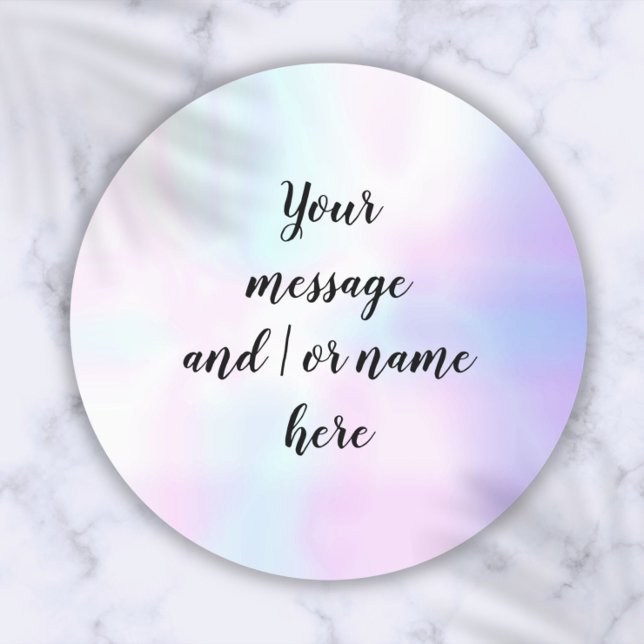 Adesivo Gradiente de Arco-íris Holográfico Personalizado (Holographic Rainbow Gradient Personalized Classic Round Sticker)