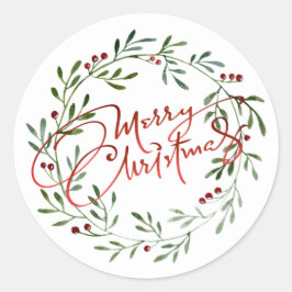 Adesivo Gradiente de Coroa de Frutas Vermelho Natal Feliz 