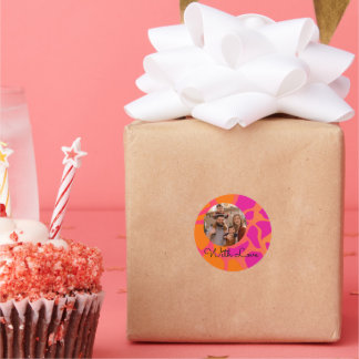 Adesivo Gradiente de Laranja e Rosa com Amor